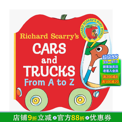 【预售】Richard Scarry’s Cars and Trucks from A to Z,理查德【善优童书】