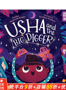 【现货】乌莎和大挖掘机Usha and the Big Digger 4-8岁天文太空知识启蒙趣味故事绘本 英文原版 北斗星星座观星兴趣培养 图书