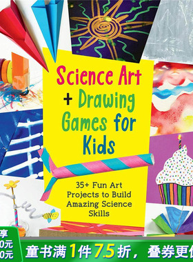 【现货】儿童科学艺术和绘画游戏Science Art and Drawing Games for Kids 40多个科学技能培养儿童益智游戏 英文原版 善优