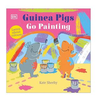 Painting Guinea 预售 进口童书 跟着豚鼠学颜色 豚鼠画画 Pigs Colours英文儿童趣味英语启蒙早教绘本 Learn