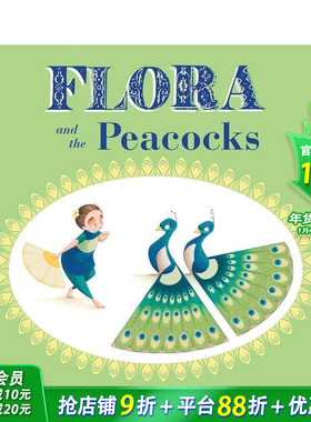 【预售】【弗洛拉和她的毛毛朋友】孔雀(翻翻互动书)含孔雀开屏绘图可展开 Flora&Her Feathered Friends 英文儿童趣味互动绘本书