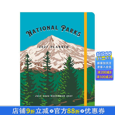 【预售】【笔记本】国家公园：2027周计划手账本 National Parks 2027 Weekly Planner:July2026-December2027Notebook正版进口书