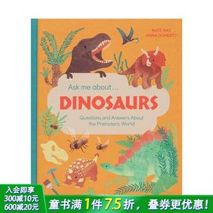 问答 Ask 英文儿童插画故事绘本 预售 趣味科普进口童书 Dinosaurs 关于恐龙和史前世界 About