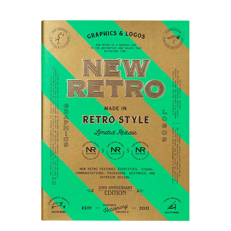 【预售】New Retro新复古:20周年纪念版 复古图形与标志 平面设计品牌包装案例参考英文原版进口victionary