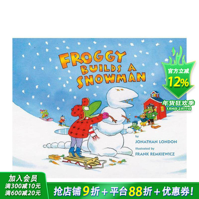 【预售】Froggy Builds A Snowman呱吉小青蛙堆雪人 英文原版儿童绘本【善优童书】
