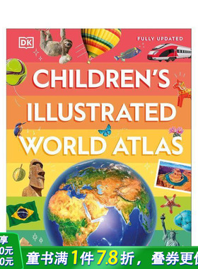 【预售】儿童插图世界地图集 Children's Illustrated World Atlas 英文儿童插画科普绘本 进口童书