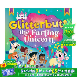 3岁 童书 放屁 Farting Unicorn the 英文 du角兽格利特布特Glitterbutt 进口图书 儿童英语艺术插画绘本精装 现货