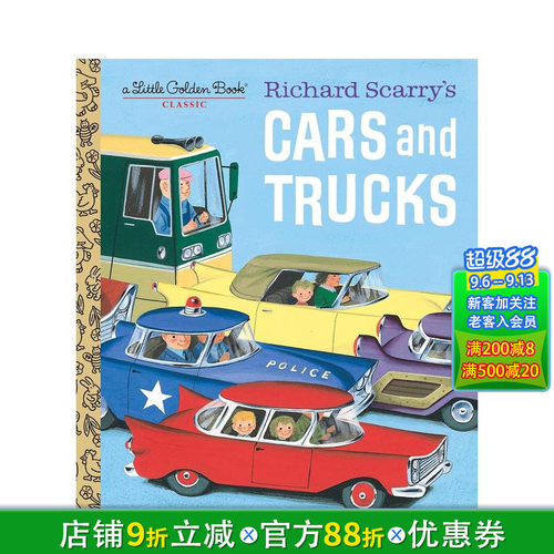 【预售】【Little Golden Book】Richard Scarry’s Cars and Trucks,【金色童书】斯凯瑞的汽车与卡车【善优童书】