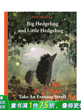 【预售】大刺猬和小刺猬晚上散步 Big Hedgehog and Little Hedgehog Take an Evening Stroll 英文儿童插画故事绘本 进口童书