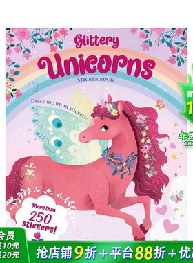 【预售】闪亮独角兽贴纸书 Glittery Unicorns: Sticker Book 英文儿童趣味互动绘本 英语早教进口书