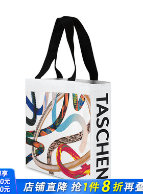 【现货】TASCHEN Tote Bag, Bookworm 原创设计书虫包包大容量潮流时尚百搭彩色花纹帆布袋环保手提单肩包夏日出行便携