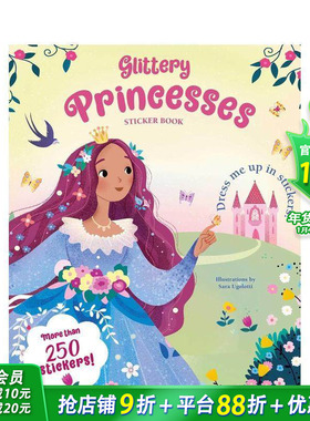 【预售】闪亮公主贴纸书 Glittery Princesses: Sticker Book 原版英文儿童语言/概念启蒙