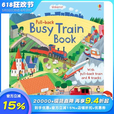 【预售】Pull-back Busy Train 繁忙的火车 英文原版儿童互动游戏读物【善优童书】