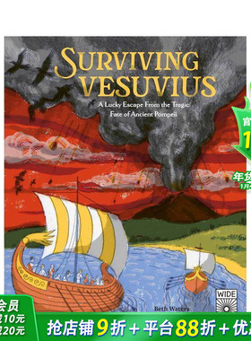 【现货】维苏威火山爆发幸存记：从庞贝古城的悲惨命运中幸运逃脱 Surviving Vesuvius 英文儿童插画故事绘本 进口童书