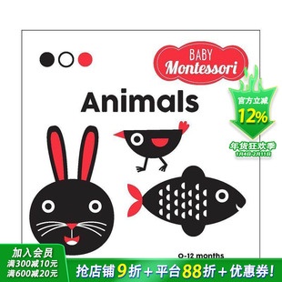 【预售】【Baby Montessori】蒙特梭利入门绘本：动物 Animals: A Baby Montessori Book 0岁+英文儿童认知启蒙绘本 进口童书
