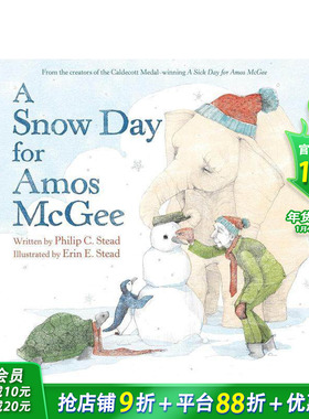 【预售】阿莫斯·麦吉的雪天 A Snow Day for Amos McGee 英文儿童插画故事绘本 进口童书