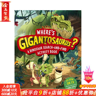 【预售】巨太龙在哪里？ Where's Gigantosaurus? 英文儿童插画科普绘本 进口童书
