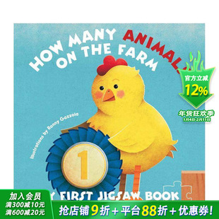 【预售】我的拼图书：农场动物有几只 My First Jigsaw Book:How Many Animals on the Farm?英文儿童趣味互动绘本 英语早教书