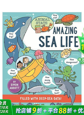 【预售】动物数据百科：海洋生物篇 Animal Stats: Sea Life 英文儿童插画故事绘本 进口童书