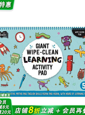 【预售】拭式学习活动垫：5岁以上 5+ Giant Wipe-Clean Learning Activity Pad 英文儿童自然拼读 英语早教进口书