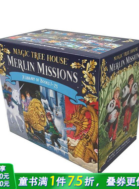 【预售】神奇树屋1-25部盒装全集 Magic Tree House Merlin Missions Books 1-25 Boxed Set 英文儿童科普故事书 英语拓展进口书
