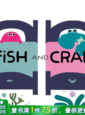 【预售】【Marianna Coppo】英文原版 鱼和螃蟹 Fish and Crab 精装艺术插画绘本 友谊趣味故事 3岁+ 儿童英语进口图书 善优童书