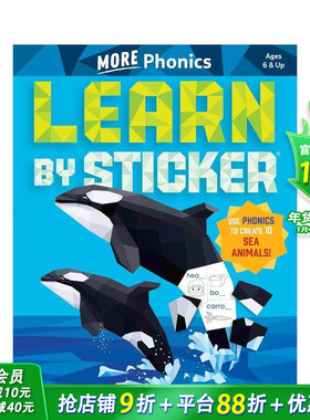 【预售】通过贴纸学习：更多语音：使用语音创造 10 种海洋动物！ Learn by Sticker 英文儿童趣味互动绘本 进口童书