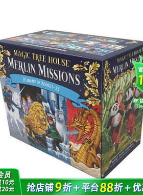 【预售】神奇树屋1-25部盒装全集 Magic Tree House Merlin Missions Books 1-25 Boxed Set 英文儿童科普故事书 英语拓展进口书