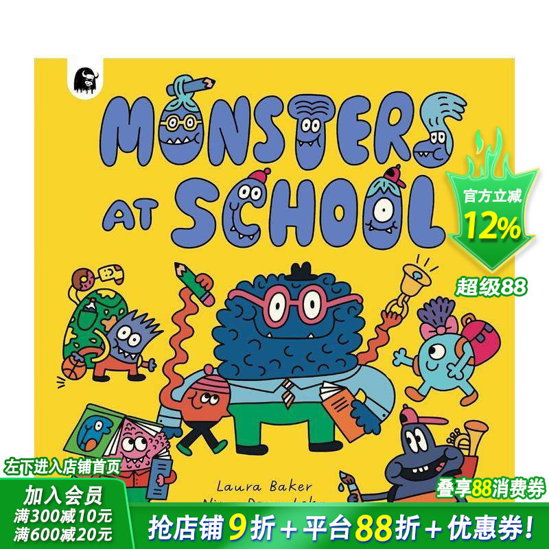 【预售】【混乱的怪物城】怪兽学校 Monsters at School 英文儿童插画故事绘本 进口童书