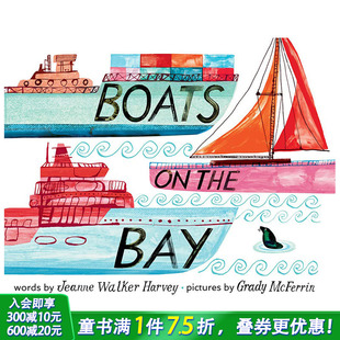 海湾上 儿童英语进口图书 0岁 Bay 预售 英文原版 世界城市风景 Boats 船 纸板书艺术插画绘本 KidLitTV推荐 the