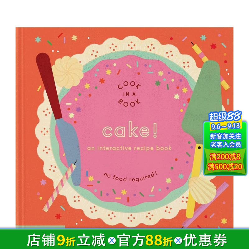 【预售】蛋糕！互动食谱 幼儿烹饪 纸质模型【Cook In A Book】Cake!:An Interactive Recipe Book 英文儿童趣味互动绘本进口书