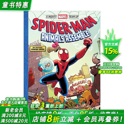 【预售】蜘蛛侠:动物总动员【Mighty Marvel Team-Up】Spider-Man: Animals Assemble! 英文儿童漫画故事 英语拓展阅读进口书