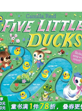 【现货】【滑条歌谣书】五只小鸭子 Five Little Ducks 英文儿童趣味互动  英语早教进口童书