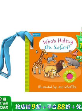 【预售】【毛毡翻翻书】草原上谁在躲猫猫？ 【Felt Flaps】Who's Hiding on Safari? 英文儿童趣味互动绘本 英语早教进口书
