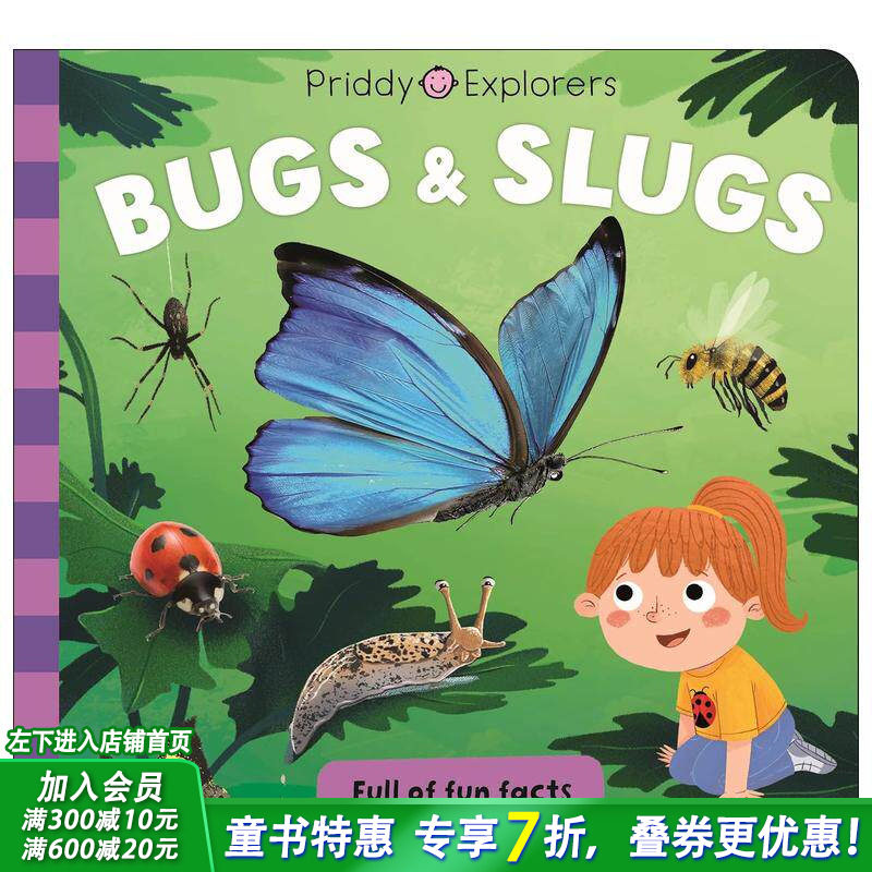 【预售】【普里迪探索者】虫子和鼻涕虫 Priddy Explorers: Bugs and Slugs 英文儿童插画科普故事绘本 进口童书