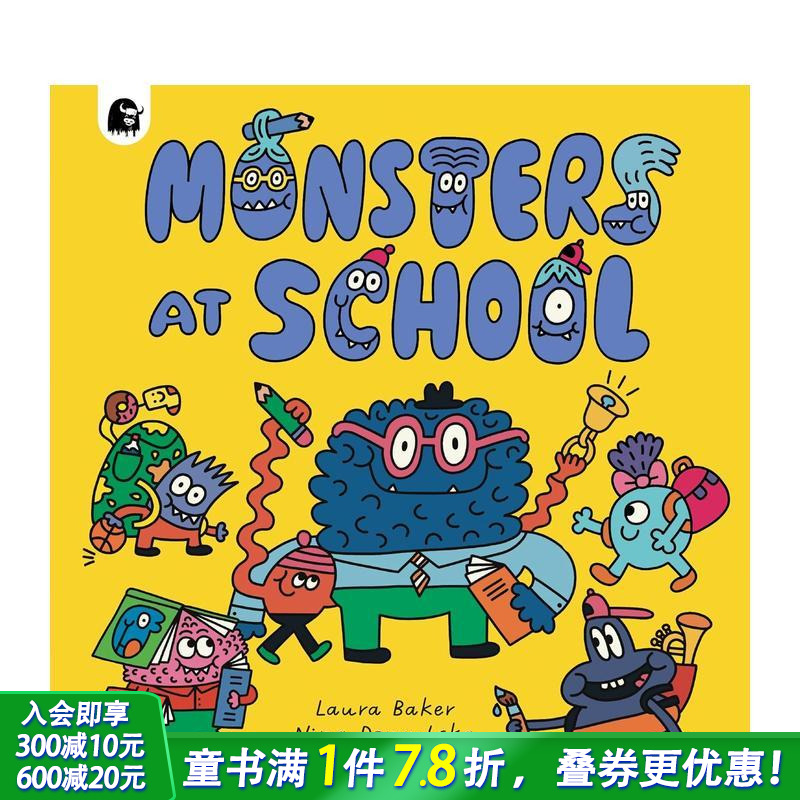 【预售】【混乱的怪物城】怪兽学校 Monsters at School 英文儿童插画故事绘本 进口童书