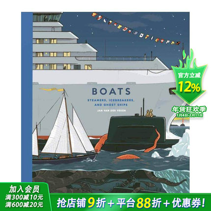 【现货】船只：蒸汽船、破冰船和幽灵船 Boats: Steamers  Icebreakers  and Ghost Ships 英文儿童插画科普绘本 进口童书