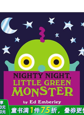 【预售】晚安 绿色小怪物 Nighty Night， Little Green Monster 英文儿童插画故事绘本 进口童书