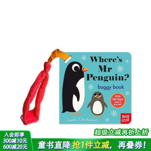 预售 Flaps 英文儿童趣味互动绘本书 企鹅先生在哪里？婴儿车新版 0岁 毛毡翻翻书 英语早教 Felt Penguin? Where