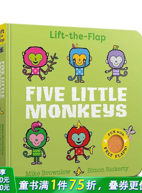 【预售】五只小猴子 Five Little Monkeys 原版英文儿童语言/概念启蒙