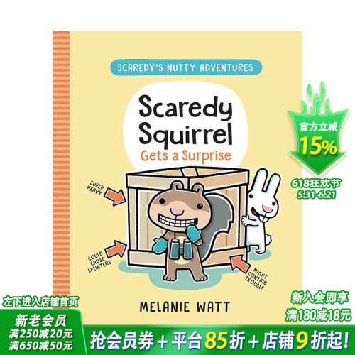 【预售】英文原版 害怕的松鼠得到一个惊喜 【胆小鬼松鼠】Scaredy Squirrel Gets a Surprise 英文儿童故事绘本 进口原版书籍