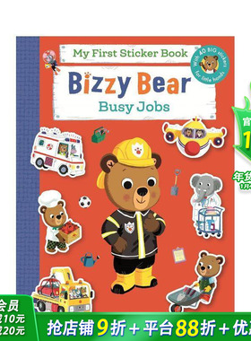 【预售】【忙碌的小熊】贴纸书：职业大发现 40张大贴纸【Bizzy Bear】My First Sticker Book: Busy Jobs英文儿童插画故事绘本书