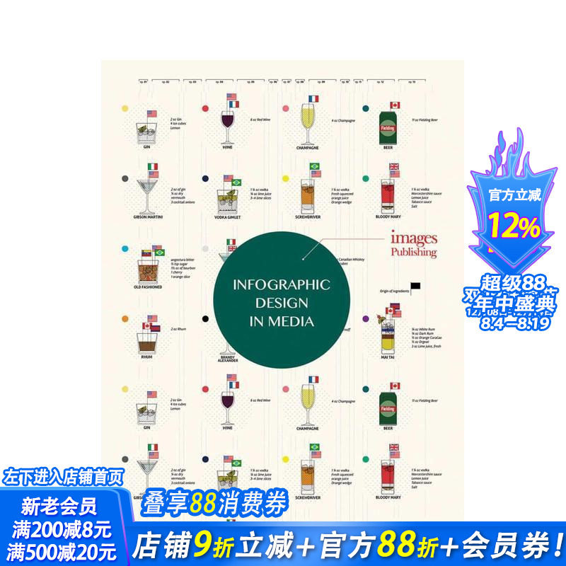 【预售】媒体信息图表设计 Infographic Design in Media 原版英文字体图案标志设计 正版进口书