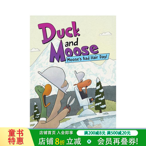 【预售】鸭子与驼鹿：驼鹿的糟糕发型日！ Duck and Moose: Moose's Bad Hair Day! 英文儿童漫画故事 英语拓展阅读进口童书