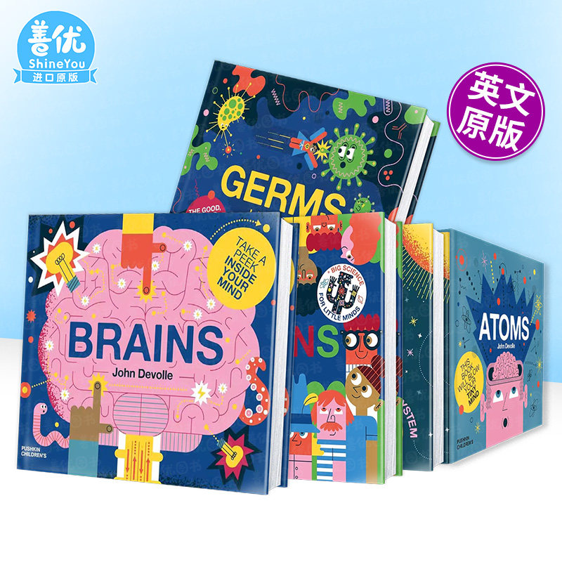 【现货多册选拍】小脑袋大科学系列：大脑/原子/人体/星球/细菌 Brain Big Science For Little Minds英文儿童科普启蒙绘本进口书,书籍/杂志/报纸,原版其它,淘宝优惠券,粉丝福利购,淘宝优惠卷