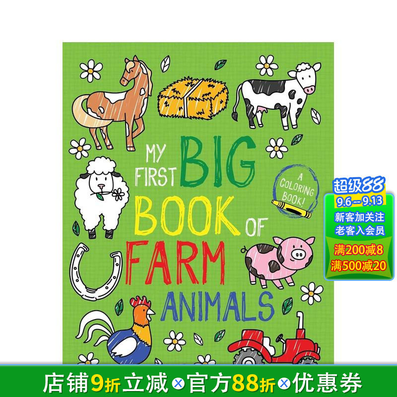 【预售】我的涂色启蒙书：农场动物 My First Big Book of Coloring: Farm Animals 英文儿童趣味互动 英语艺术启蒙进口童书图片