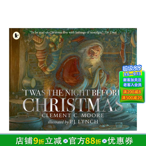 【现货】圣诞前夜 Twas the Night Before Christmas 英文儿童插画故事绘本 进口童书