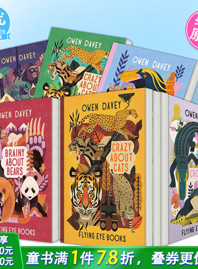 【现货多册选拍】欧文·戴维动物科普：聪明的熊/疯狂的猫/猴子/鲨鱼/企鹅/甲虫Owen Davey Animals Series英文儿童插画绘本进口书