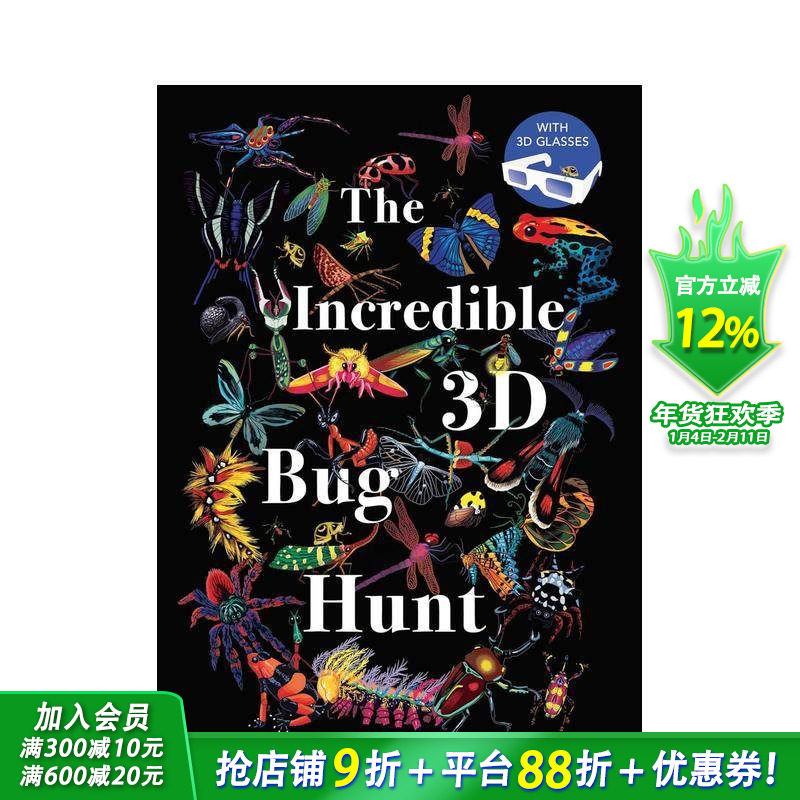 【预售】不可思议3D虫虫大搜寻（配3D眼镜） The Incredible 3D Bug Hunt 英文儿童插画科普绘本 进口童书,书籍/杂志/报纸,儿童读物原版书,淘宝优惠券,粉丝福利购,淘宝优惠卷