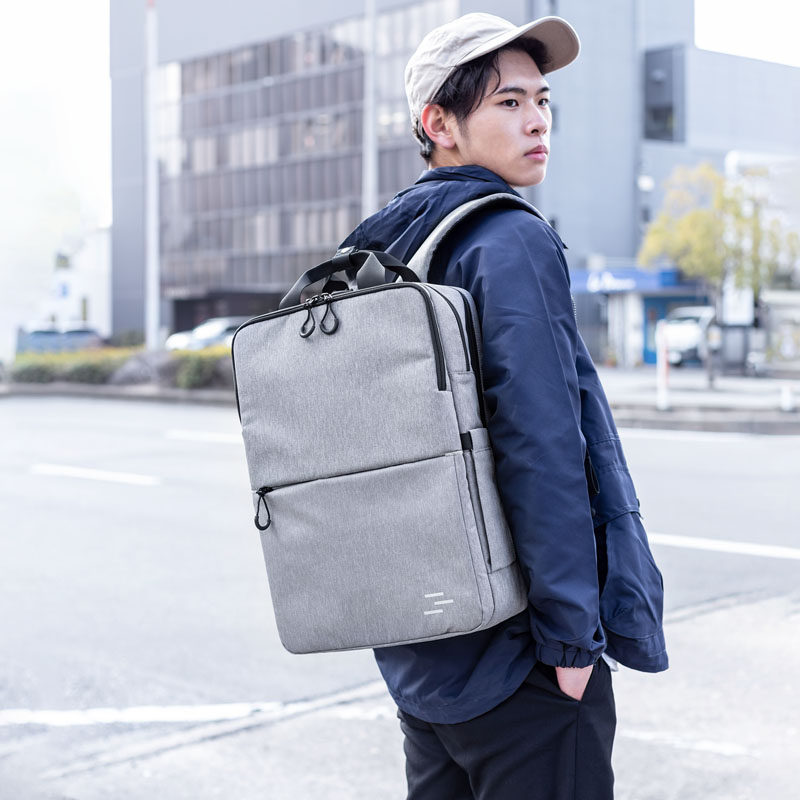 日本sanwa双肩电脑包笔记本背包16寸男简约拼色书包女双肩包日系品牌